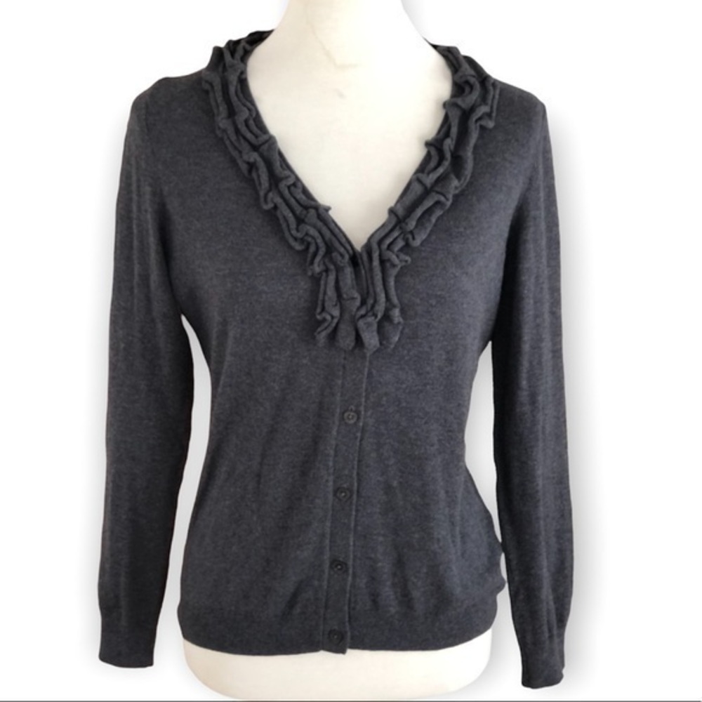 Talbots ruffle collar cardigan